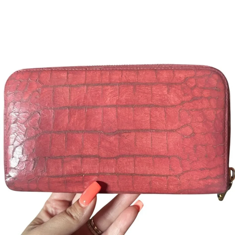 Miu Miu pink Croc-Embossed Wallet